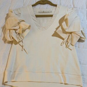 Marie Oliver Viva Popover Ivory Ruffle Sleeve Blouse